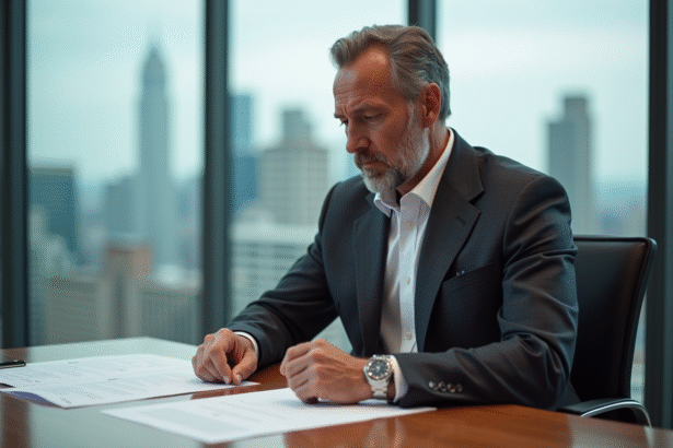 Homme d'affaires en costume dans un bureau moderne